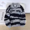 Suéter Retro Americano de Imitación de Piel de Visón con Bloques de Color y Cuello Polo para Hombre, Tejido Suave Casual Holgado para Otoño e Invierno, Unisex
