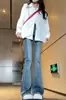 Moda Verano 2026 Nueva Tendencia Mujer Estilo Hong Kong Jeans de Moda Personalizados Hip-Hop Ins Moda Trendy de Calle Pantalones Largos Acampanados