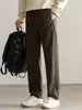 Calças Casuais Masculinas com Textura de Veludo Cotelê e Forro de Lã Coleção Primavera 2025 Calças Quentes de Lã de Perna Larga com Efeito de Caimento Roupa Masculina