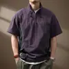 Camisa Polo Americana com Meio Zíper Camiseta Masculina de Manga Curta Verão Seda Gelada ao Ar Livre Leve Casual Estilo Funcional Camisa de Trabalho