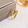 Placa Interior Anillo Hoja Diseño de Nicho Anillo Dedo Índice Femenino Moda Elegante Simple Popular Elegante Anillo Abierto