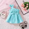 Vestido Novo de Verão 2024 para Meninas Vestido de Bebê com Alça Laço Fofo Vestido Princesa