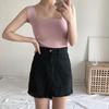 Camisola de Punto Chaleco de Seda Fresca para Mujer, Ropa Interior de Verano, Camisa Base para Abrigo Negro y Blanco, Top Ajustado de Cuello Cuadrado Venta al por Mayor