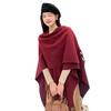 Bufanda de Lana Lisa de Vellón de Cordero Cálido Color Rojo Vino Chal Largo Rojo Ankora Moda Toalla con Abertura Versátil