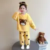 Conjunto de pijama para niña, franela cálida, lindo diseño de oso con lunares, mitad polar, ropa de estar para bebé niña, polar de coral