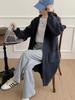 Estilo coreano estilo preguiçoso longo sobre o joelho cardigan de malha feminino 2024 novo outono e inverno solto casaco de suéter fino 238
