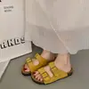 Chinelos Retro com Fivela Dupla e Solado Grosso 2026 Sandálias de Praia de Verão com Fivela de Cinto Slip-On Abertas