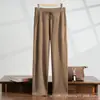 Pantalones de Cachemira para Hombre Calibre 18 Punto Plano Fino Imitación Engrosado Estilo Nuevo Elegante Cordón Versátil Simple Tejido Pantalones de Pierna Recta Cálidos