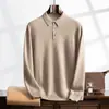 Suéter de cachemira con media cremallera, estilo otoño/invierno, engrosado, corte holgado, suéter de punto casual de moda para hombre