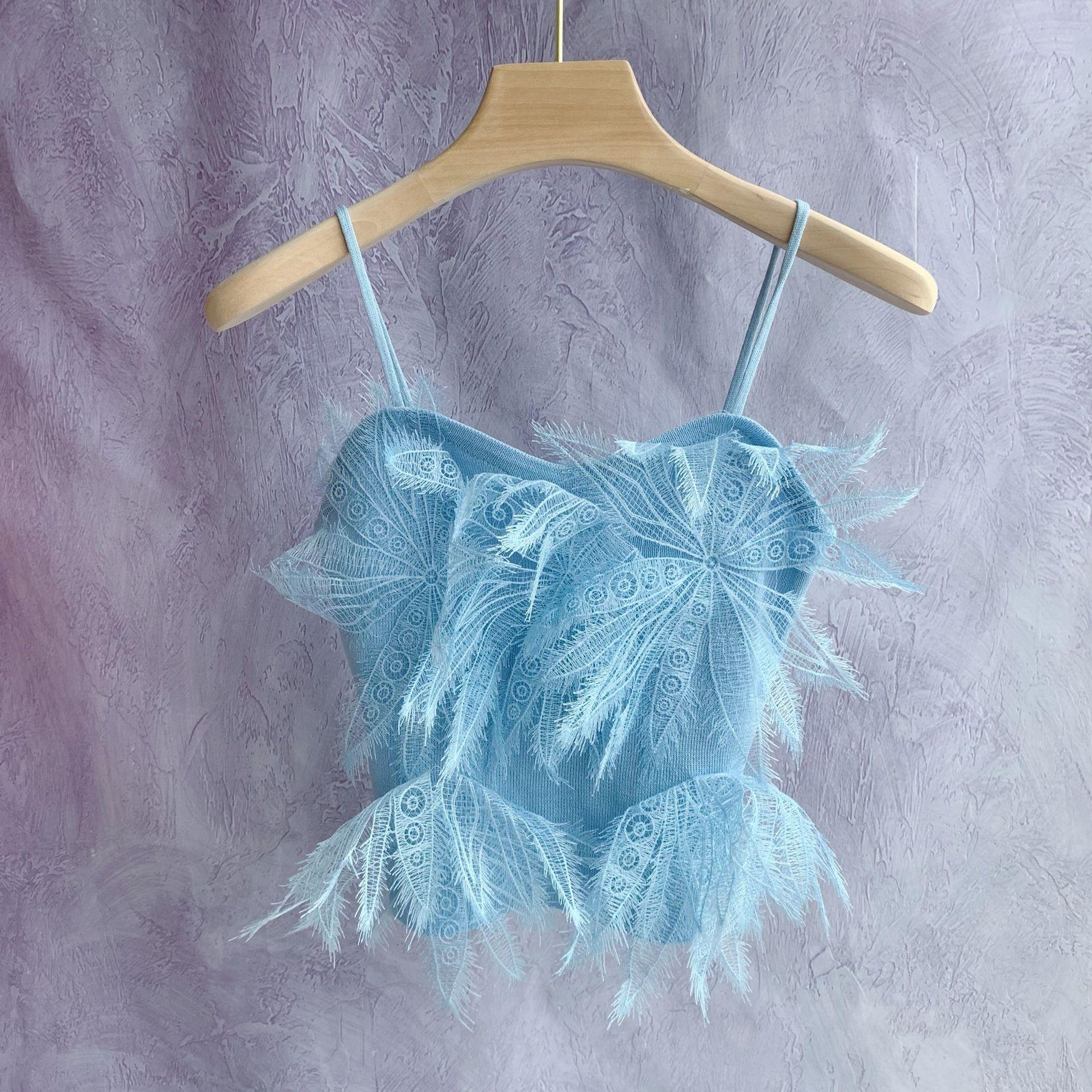 Z-3-30-1  蕾丝羽毛吊带背心 (34)