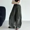 Pantalones de Primavera y Otoño para Niñas 2026 Nuevos Casual Estilo Coreano Bolsillo Grande Vintage Ropa de Trabajo Pantalones de Pierna Ancha para Niñas Mayores