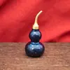 Calabaza Pintada de Latón Color Piedra de Sangre, Calabaza de Siete Colores Pintada a Mano, Pieza Decorativa para Entrada de Sala de Estar, Adorno Artesanal de Boca Abierta