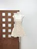 2025Ss Primavera Nuevo Nicho Vietnamita Lunares Tela Flocada Francés Dulce Vestido de Tirantes con Cintura Entallada para Mujer