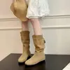 Primeiro Encontro Sazonal Feminino Novo Outono Vazado com Franjas Botas Western Cowboy Sandálias de Meia-Canela Deserto