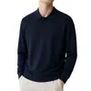 Suéter de punto para hombre con cuello alto, de otoño e invierno, manga larga, color liso simple, estilo old money, ropa casual de negocios para hombre