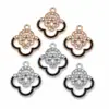 Colgante Individual DIY Transfronterizo con Trébol de Cuatro Hojas Incrustado de Diamantes Colgante de Collar Accesorios de Joyería Directo del Fabricante, Se Puede Mezclar