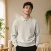 Bestseller transfronteiriço: suéter de lã de marca da moda, com corte solto e gola de lapela, malha masculina feita em fábrica
