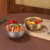Tazón vintage de acero inoxidable 304, tazón de arroz doméstico estilo coreano, tazón para cocer huevos con acabado envejecido color dorado, tazón para ensaladas, tazón para sopa, tazón para kimchi