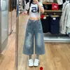 Jeans Cortos de Patchwork de Estrellas para Mujer, Verano Tallas Grandes Corte Holgado para Figuras Pequeñas, Shorts Rectos Versátiles Adelgazantes