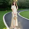 Conjunto de Traje de Moda Elegante y Fresco de Verano para Mujeres Maduras de Gama Alta Estilo Chino Nuevo Conjunto de Dos Piezas con Top de Manga Corta y Falda