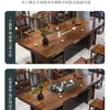 Juego Grande de Mesa de Té y Sillas de Madera Maciza, Una Mesa y Cinco Sillas, Mesa de Té de Nuevo Estilo Chino para Oficina y Uso Doméstico, Mesa para Preparación de Té Kung Fu