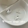 Estilo Coreano Primavera y Verano Nuevo Estilo Ins Joyería de Plata Plata de Ley S925 Exquisitos Pendientes de Encaje Doble Uso con Forma de Lazo Sensación de Alta Gama