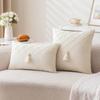 Funda de Almohada de Punto a Cuadros Estilo Ins Modelo de Respaldo de Almohada de Mesita de Noche para Sofá Decoración de Habitación de Modelo Funda de Almohada con Borla Romboidal