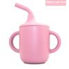 Vaso de agua de silicona para niños, vaso de aprendizaje para beber, vaso de agua con doble asa, vaso de agua para bebés a prueba de caídas y fugas, vaso de agua recto con doble asa.