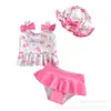 2026 Novo Conjunto Infantil Estampado de Morangos Dividido Estilo Princesa Doce e Fofo Maiô de Férias Secagem Rápida