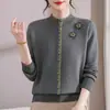 2026 Novo Estilo Roupas de Inverno para Mães Suéter Engrossado com Veludo Plus Tamanho Outono para Mulheres de Meia-idade e Idosas Camada Base Quente Tricô