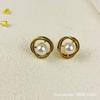 Aretes de Perlas con Remolino de Lujo Ligero Simple Estilo Japonés y Coreano con Pin de Plata S925, Aretes Distintivos que Combinan con Todo, de Alta Gama