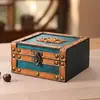 Caixa de Armazenamento de Madeira Estilo Europeu Retrô, Espessa, Grande Capacidade, Estilo Antigo, Baú de Madeira Trancável para Guardar Colecionáveis, Joias e Tesouros