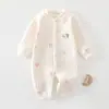 Macacão quentinho para bebê, pijama de algodão puro de manga comprida para recém-nascido, macacão acolchoado sem costura para outono e inverno de bebê, conjunto de engatinhar para outono e inverno