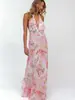 Moda Nueva Transfronteriza Primavera y Verano Vestido Sexy Espalda Descubierta Delgado Estampado Vestido de Cuello Halter