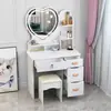 Tocador minimalista moderno para dormitorio, tocador pequeño con espejo para apartamentos de alquiler, escritorio de maquillaje de princesa