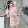 Conjunto Maternidade, Novo Estilo de Verão, Roupa Esportiva Casual Emagrecedora, Conjunto de Shorts Soltos Tamanho Grande