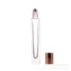 Botella Roll-on de Aceite Esencial de 10 ml, Líquido Esencial, Perfume de Masaje, Botella Vacía para Reenvasar, Botella de Agua Cosmética Transparente Portátil