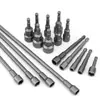 Soquete Magnético Forte Estendido Chave de Impacto Elétrica, Parafusadeira Elétrica, Broca para Parafuso Autoatarraxante 8mm, Ponta de Parafusadeira Rabo de Andorinha, Soquete Magnético