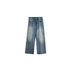 Jeans rectos retro azules Yuyi para mujer, nuevo de otoño, tiro bajo, adelgazantes, holgados, pierna ancha, caída, pantalones hasta el suelo 0359