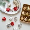 Nuevos adornos de vidrio navideños transfronterizos, con formas únicas, en dorado y rojo, un juego de decoraciones en forma de estrella hexagonal para árboles de Navidad