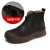 Botines retro casuales lindos de cuero genuino para mujer, botines de tobillo con punta redonda, nuevo modelo de otoño 2026, piel de vaca de capa superior, suela suave, botines con corte en V
