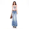 26ss 2026 Pantalones de Mezclilla Lavados y Desgastados Micro-Acampanados Adelgazantes de Longitud hasta el Suelo Perezosos Primavera/Verano Nuevo Retro Americano
