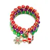 Pulseras Navideñas de Alta Venta Transfronterizas Paquete de Tres Combinación de Pulseras con Cuentas de Guirnalda de Bastón de Árbol de Navidad