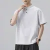 Ropa para Hombre Fengshe / Nuevo Verano 2026 Camiseta Casual Trendy Holgada de Manga Corta con Cuello Alto de Peso Pesado para Hombre