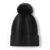 Chapéu de Cashmere para Mulheres 100% Cashmere Puro Novo Estilo da Moda com PomPom e Ponto Trançado Versátil Cor Sólida Chapéu de Tricô Quente