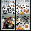 Pegatinas de ventana electrostáticas de bruja fantasma calabaza acuarela transfronterizas decoración de ventana sin adhesivo de murciélago araña de dibujos animados Halloween venta al por mayor