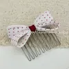Grampo de Cabelo com Laço de Bolinhas Estilo Coreano Pente de Cabelo Grampo Fofo de Princesa Pente Invertido Presilha de Cabelo Presilha Doce Fresca para Franja