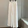 Pantalones Casuales de Mujer para Primavera y Otoño, Blancos, Cintura Elástica con Cordón, Pantalones Anchos de Algodón Lino Estilo Retro Artístico, Pantalones Largos de Pierna Recta