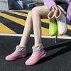 Zapatos de lluvia impermeables de moda para mujer, zapatos de agua antideslizantes, tubo corto, zapatos de goma japoneses de suela gruesa, resistentes al desgaste, cálidos, zapatos de cocina al por mayor