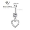 Set Caliente de 4 Piezas de Anillos para Ombligo de Comercio Electrónico Transfronterizo Europeo y Americano con Diseños de Flor y Corazón, Anillos para Ombligo Tachonados con Circonita, Clavos para Piercing de Ombligo